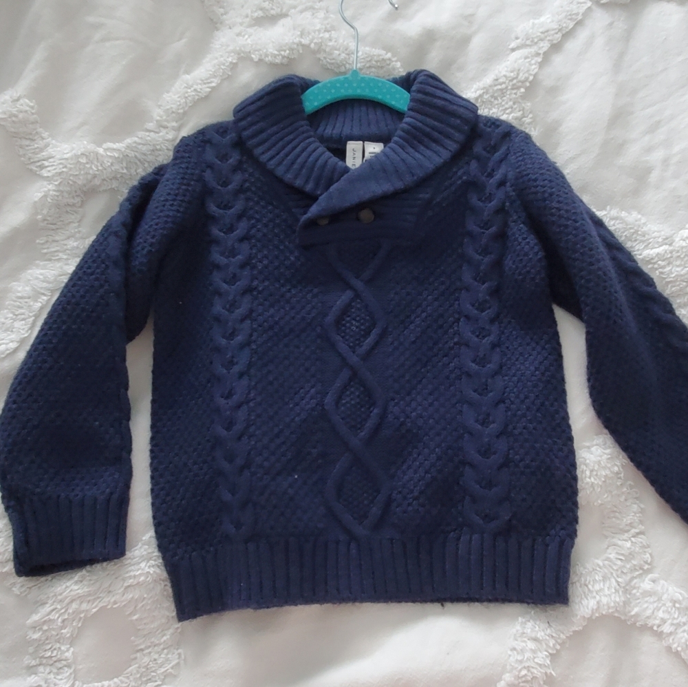 NWT Janie and Jack Navy Shawl Collar Sweater 3T